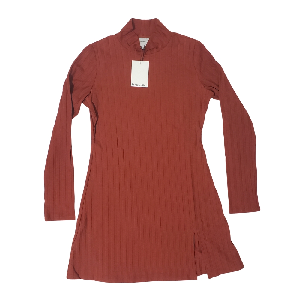Reformation Libra Knit Dress Turtleneck Side Slit Oxide Fall Autumn NWT 🍁🍂